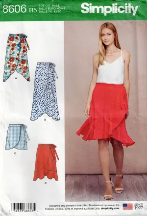Simplicity 8606 Womens Ruffled Wrap Skirts Out Of Print Sewing Pattern Size 14 - 22 UNCUT Factory Folded