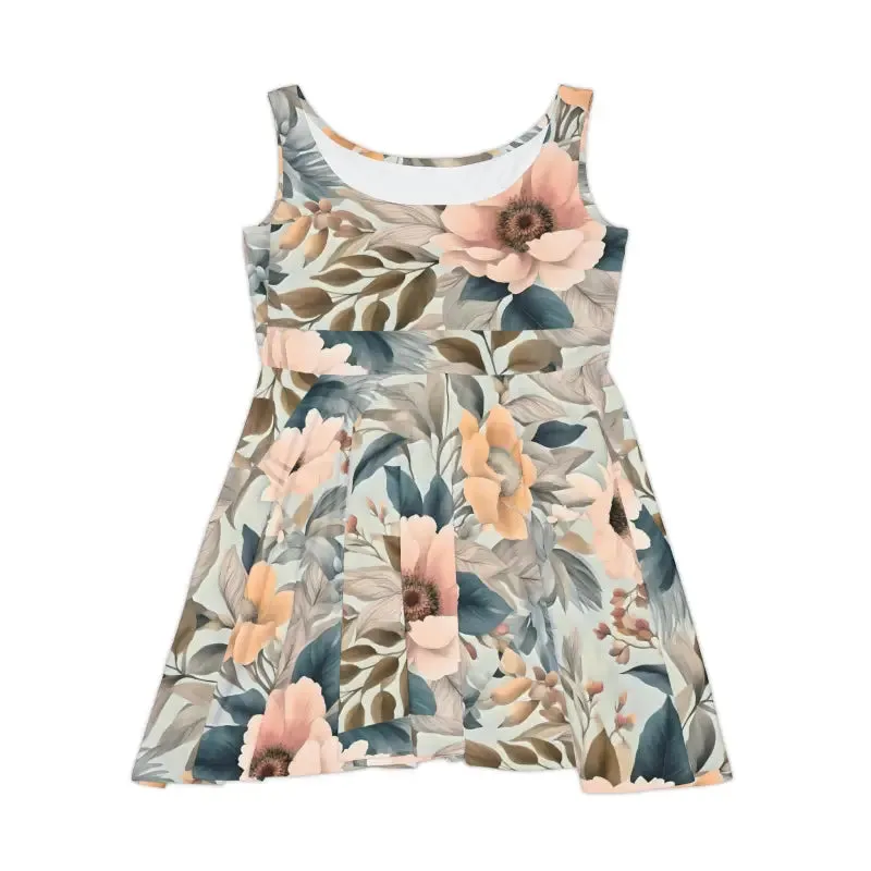 Skater Dress with Pastel Delicate Flower Pattern
