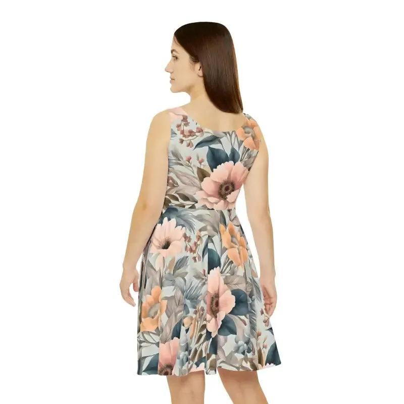 Skater Dress with Pastel Delicate Flower Pattern