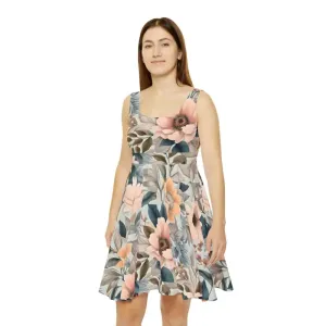 Skater Dress with Pastel Delicate Flower Pattern