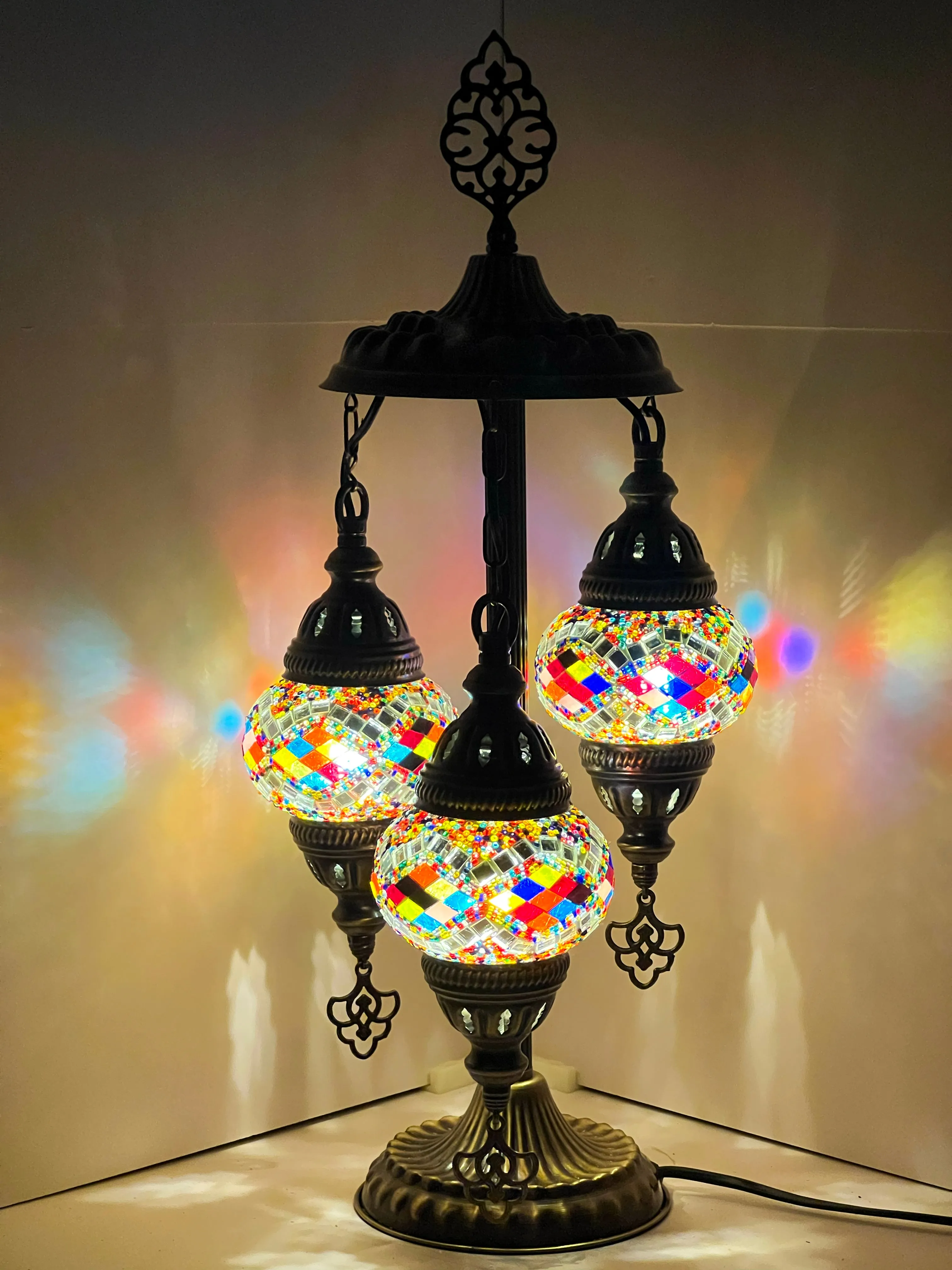 Sparkle Boho Handcrafted 3 Tiered Mosaic Table Lamp