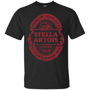 Stella Artois Beer T-Shirt Custom Designed Red Worn Label Pattern