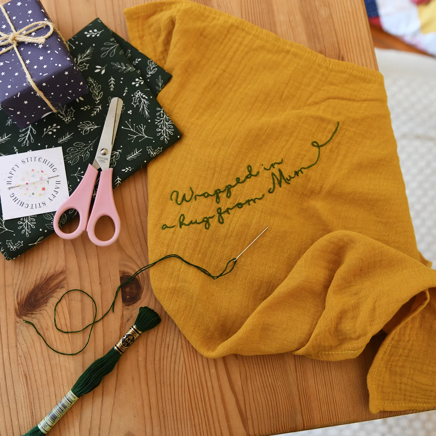 Stitch And Pass Me On Reusable Fabric Gift Wrap