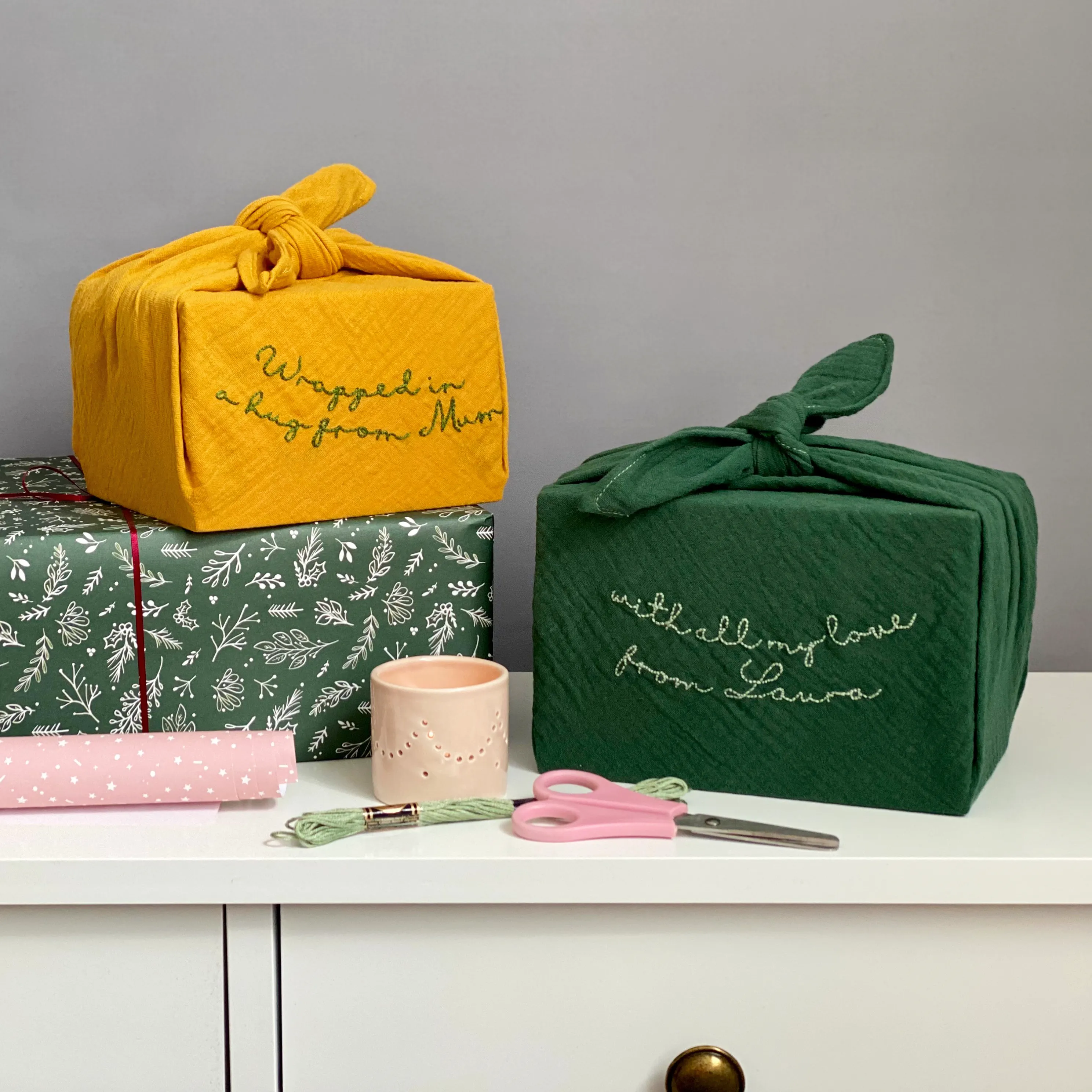 Stitch And Pass Me On Reusable Fabric Gift Wrap