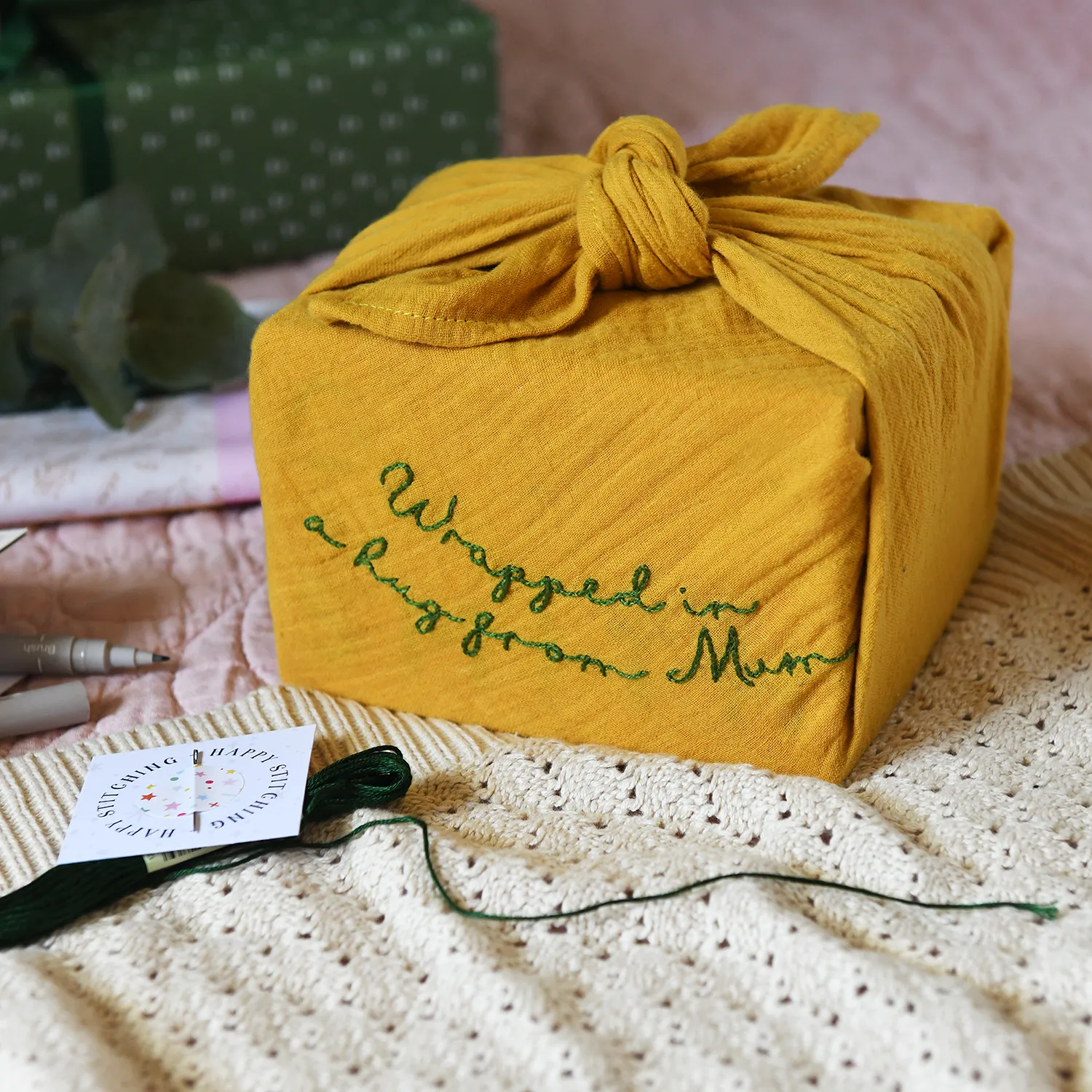 Stitch And Pass Me On Reusable Fabric Gift Wrap