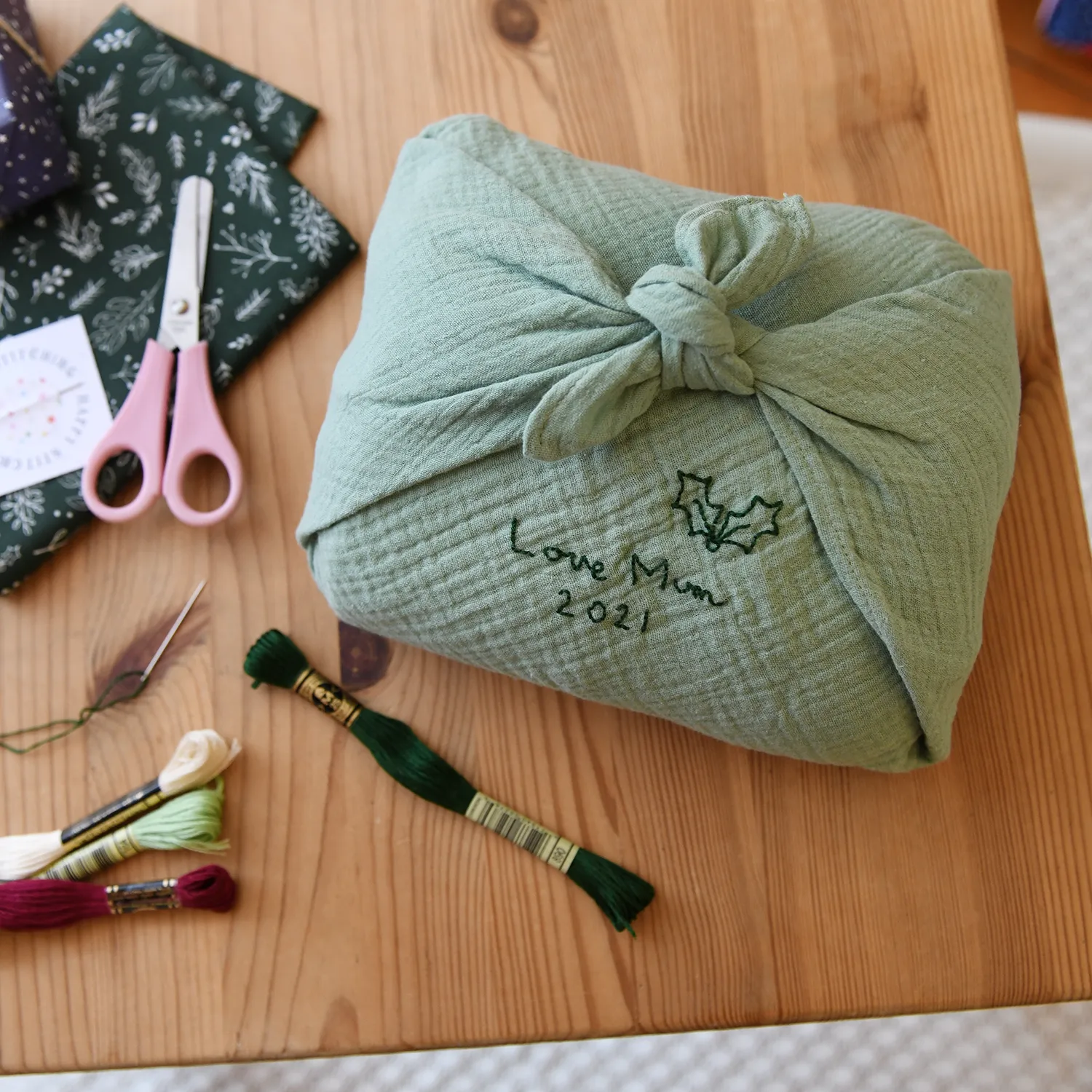 Stitch And Pass Me On Reusable Fabric Gift Wrap