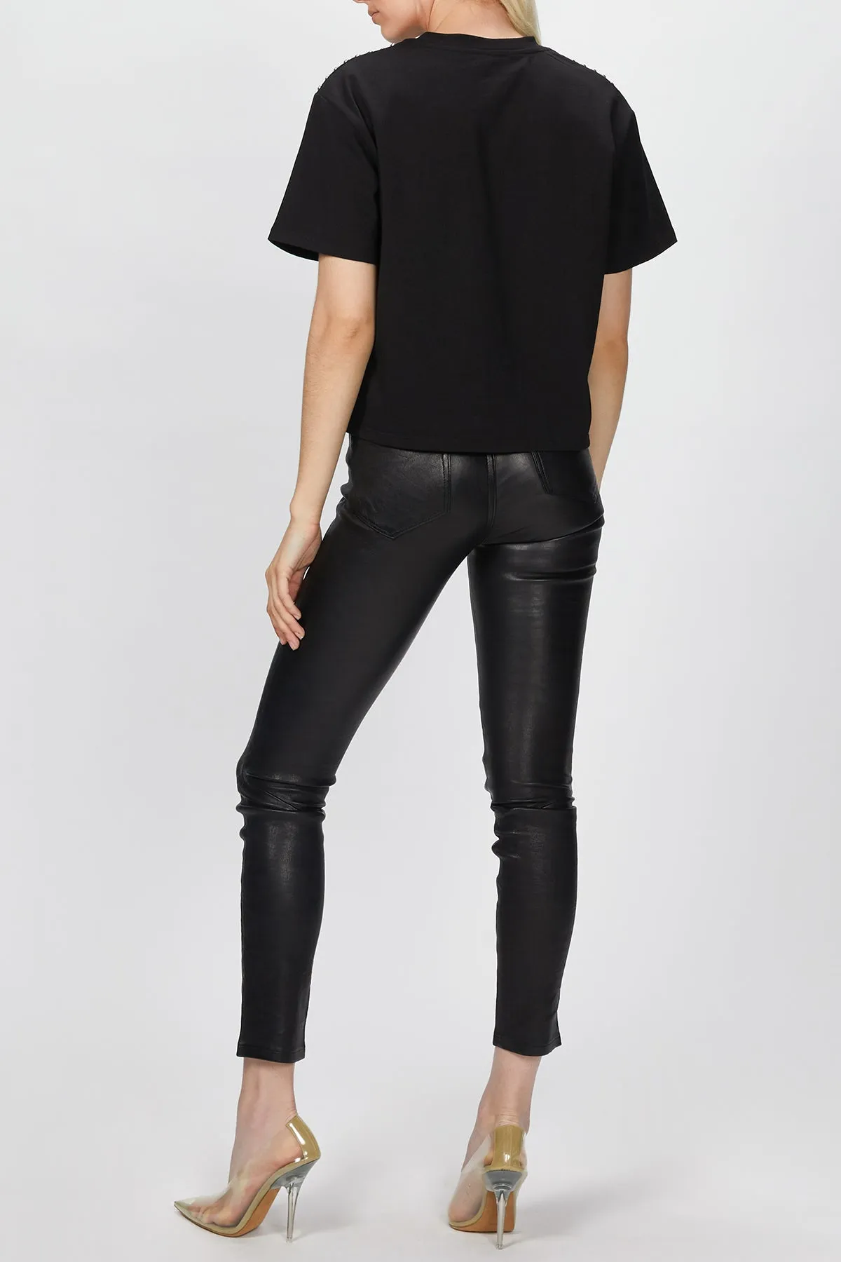 STUDDED COTTON-JERSEY T-SHIRT