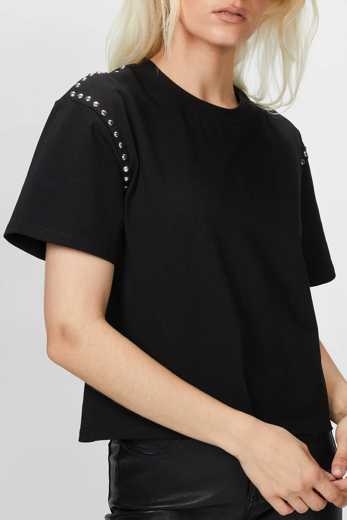 STUDDED COTTON-JERSEY T-SHIRT
