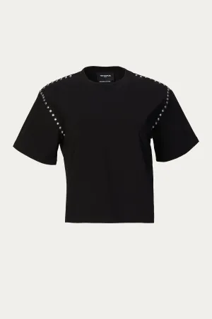 STUDDED COTTON-JERSEY T-SHIRT