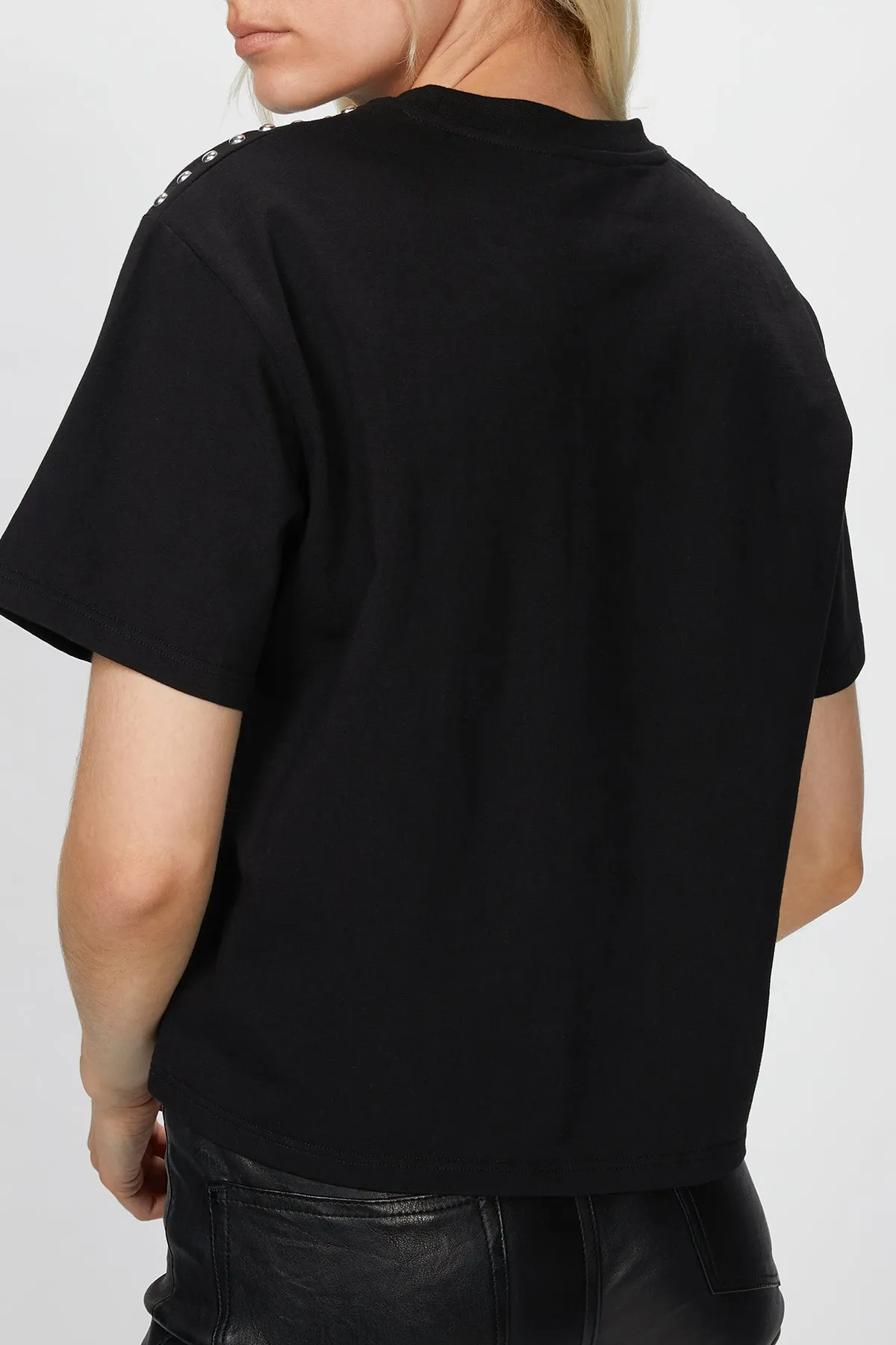 STUDDED COTTON-JERSEY T-SHIRT