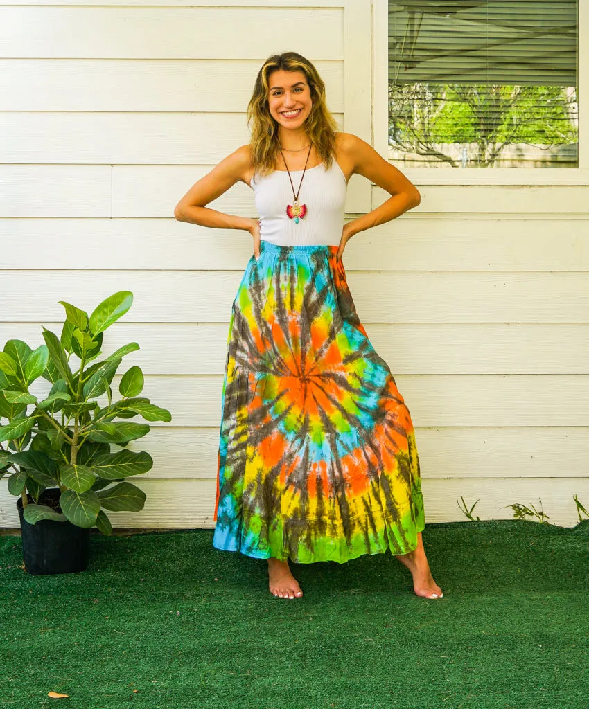 Summer Rhythm Hand Dyed Tiered Maxi Skirt