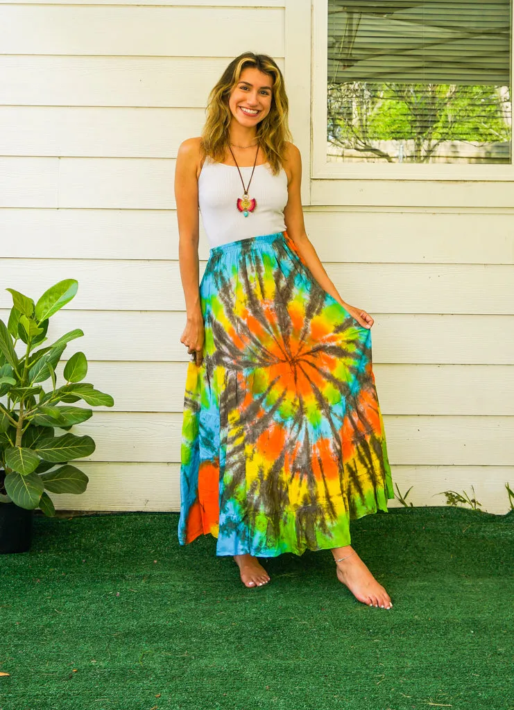 Summer Rhythm Hand Dyed Tiered Maxi Skirt
