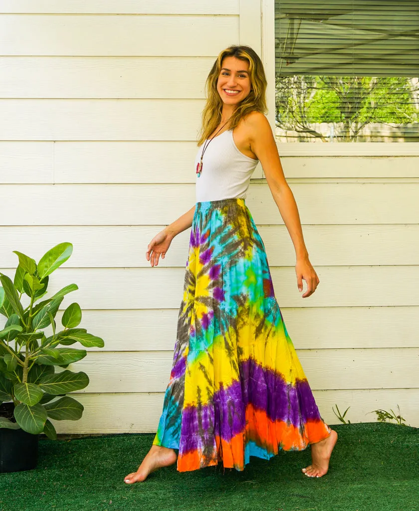 Summer Solstice Hand Dyed Tiered Maxi Skirt