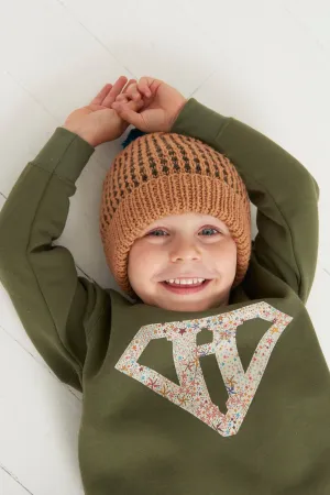 Superhero Khaki Sweatshirt in Choice of Liberty Print