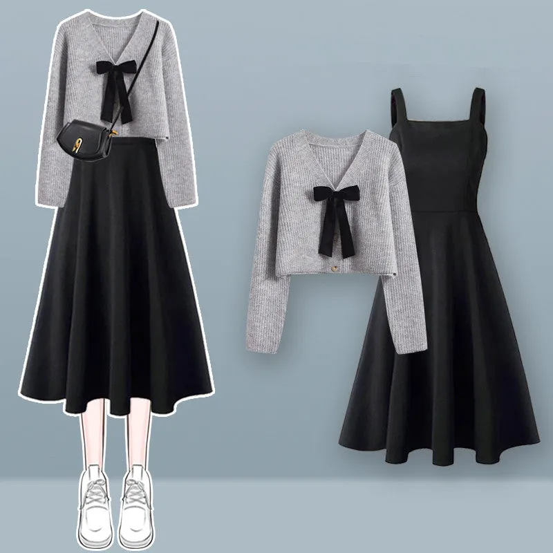 Sweater   Suspender Dress Two-piece Set UB99160