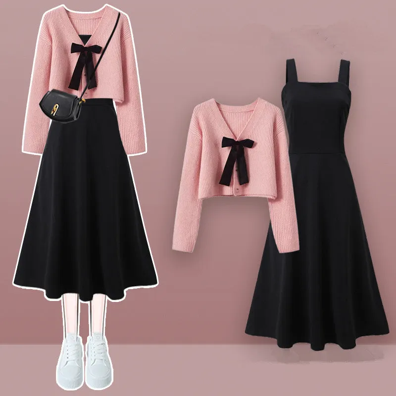 Sweater   Suspender Dress Two-piece Set UB99160