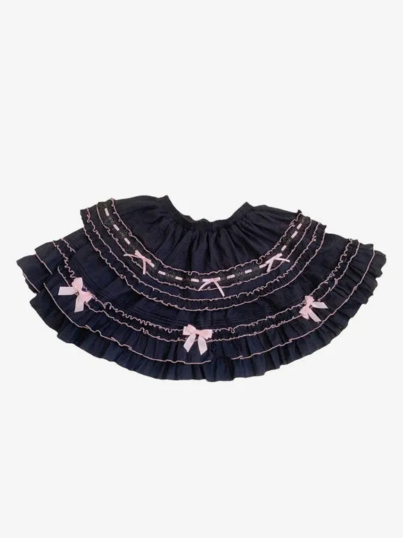 Sweet Lolita SK Bows Ruffles Light Sky Blue Color Block Lolita Skirts