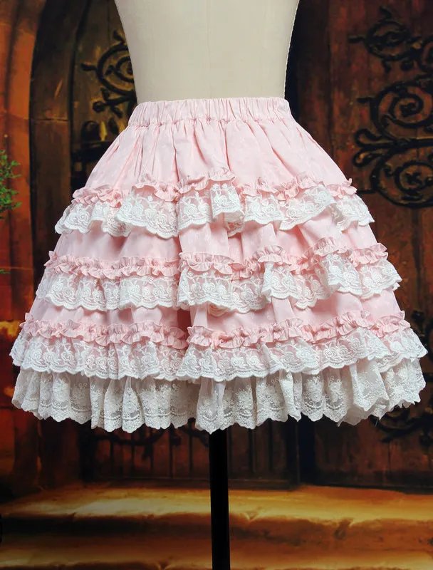 Sweet Pink Bow Cotton Blend Lolita Skirt