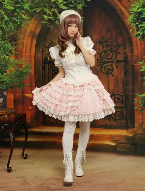 Sweet Pink Bow Cotton Blend Lolita Skirt