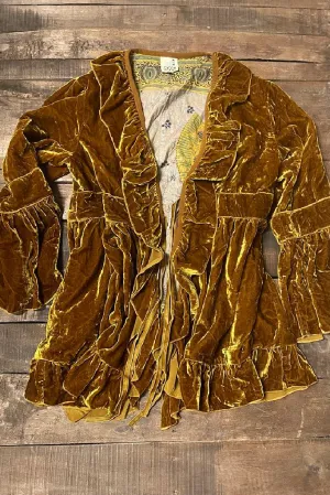 Sweet Soiree Velvet Jacket - Mustard