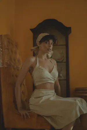 Tan Nude Silk Wrap Skirt