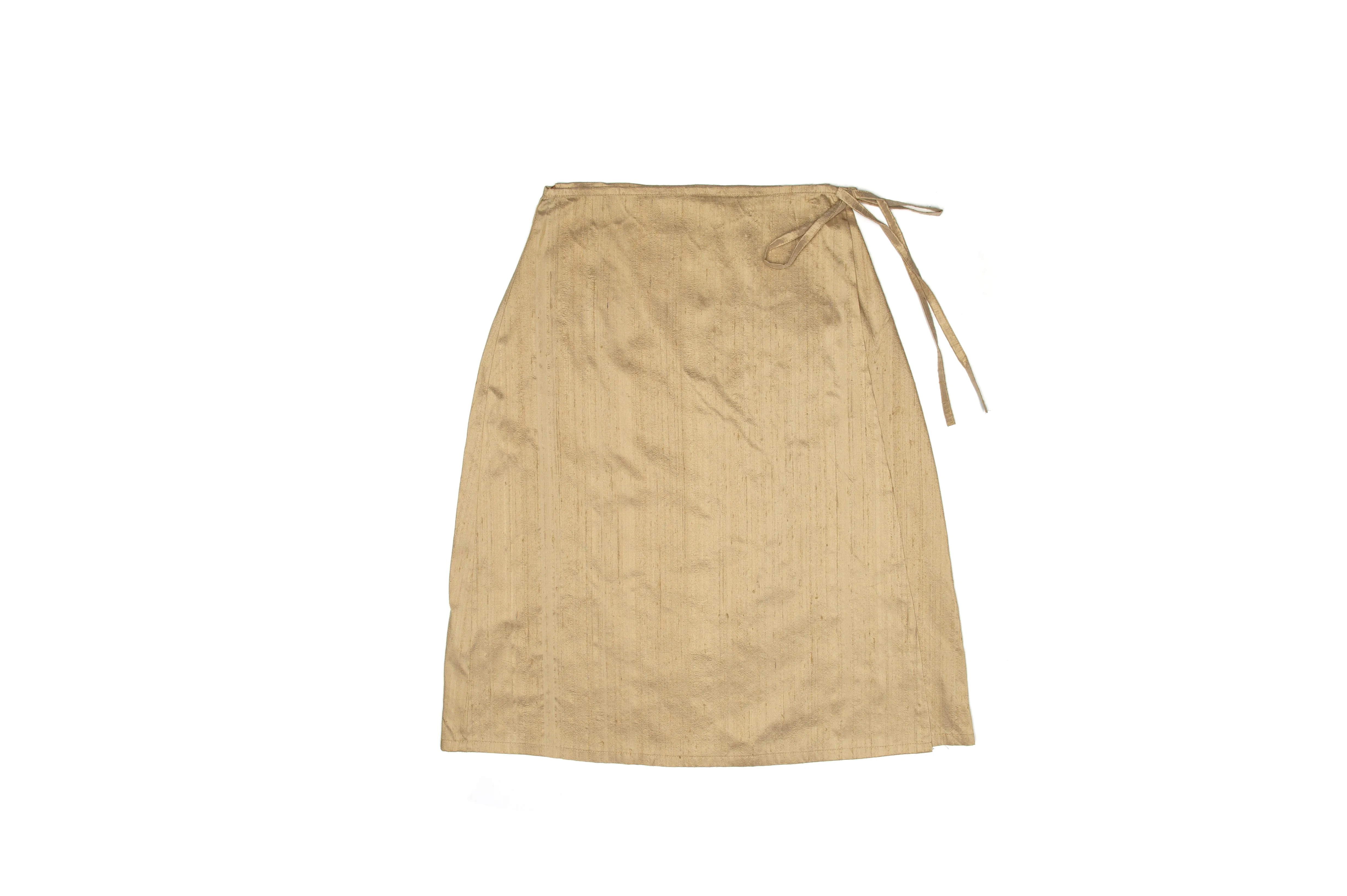 Tan Nude Silk Wrap Skirt