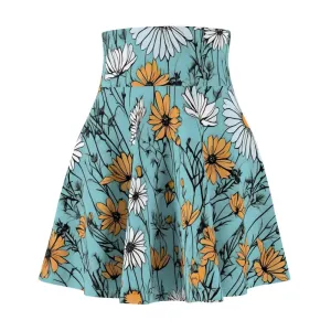 Teal Wildflower Womens Skater Skirt with Chic Vibes