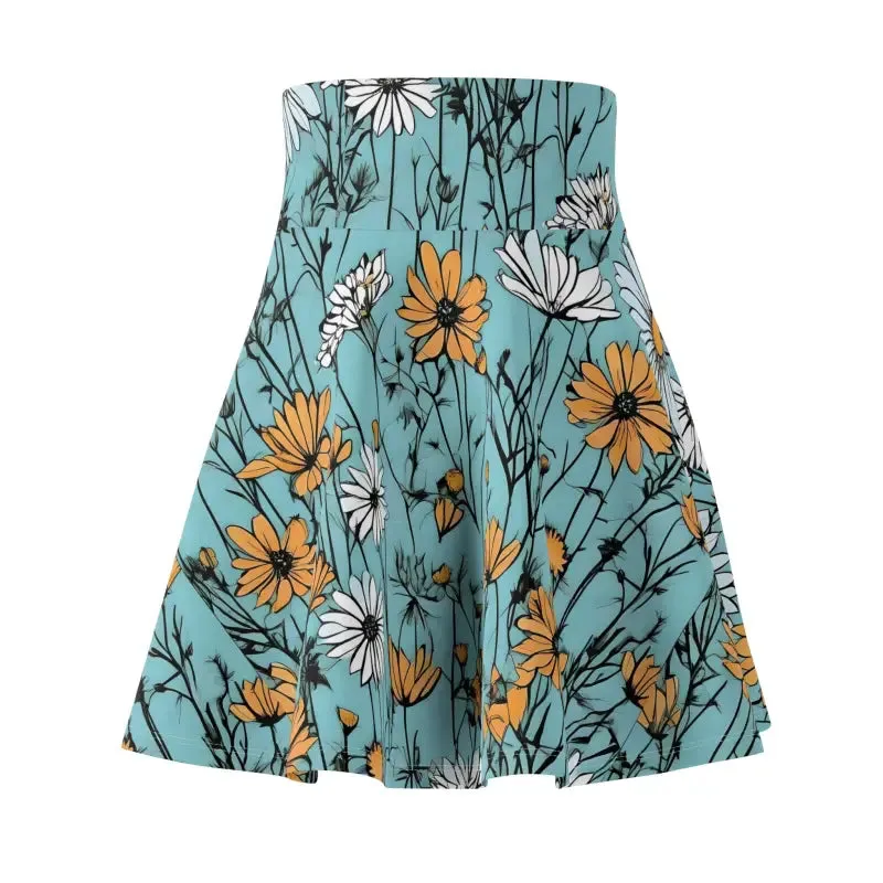 Teal Wildflower Womens Skater Skirt with Chic Vibes