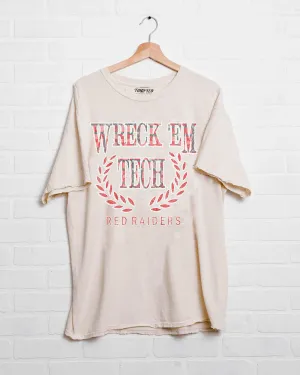 Texas Tech Plaid Crest Off White Thrifted Tee