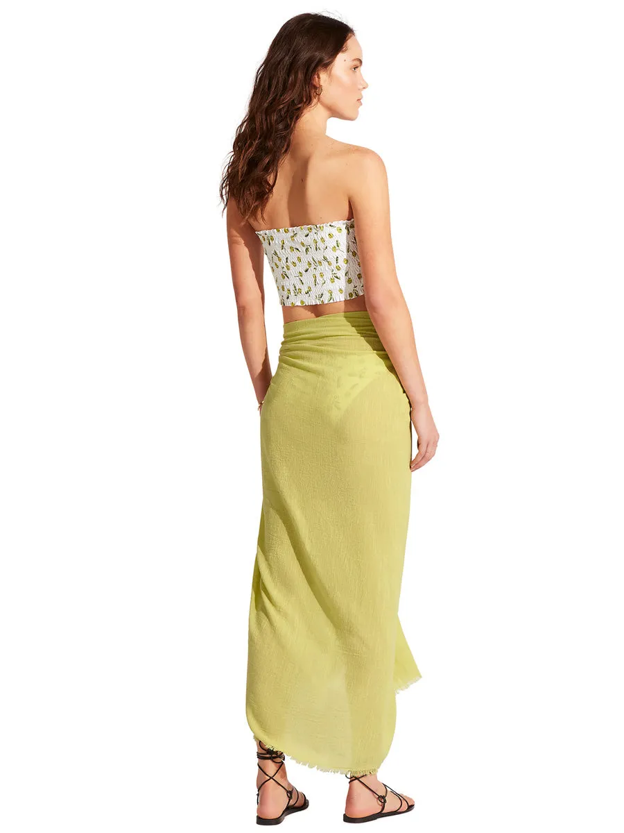 Textured Cotton Beach Wrap In Soft Olive
