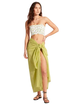 Textured Cotton Beach Wrap In Soft Olive