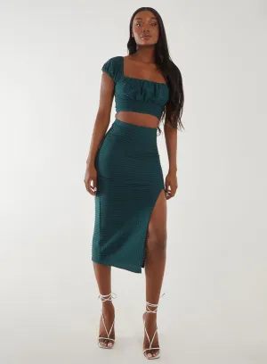 Textured Jersey Midi Skirt