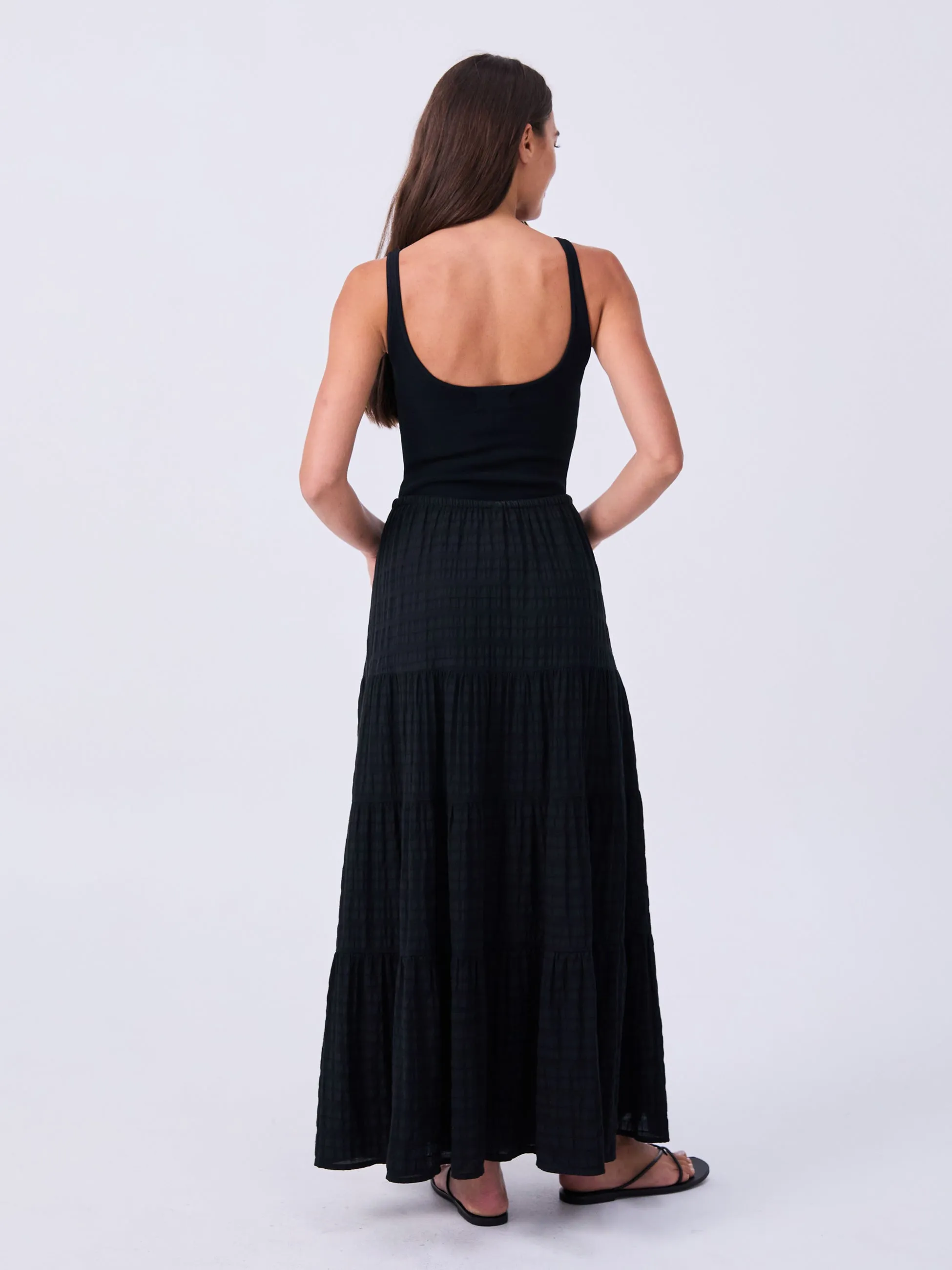 Textured Tiered Skirt - Black