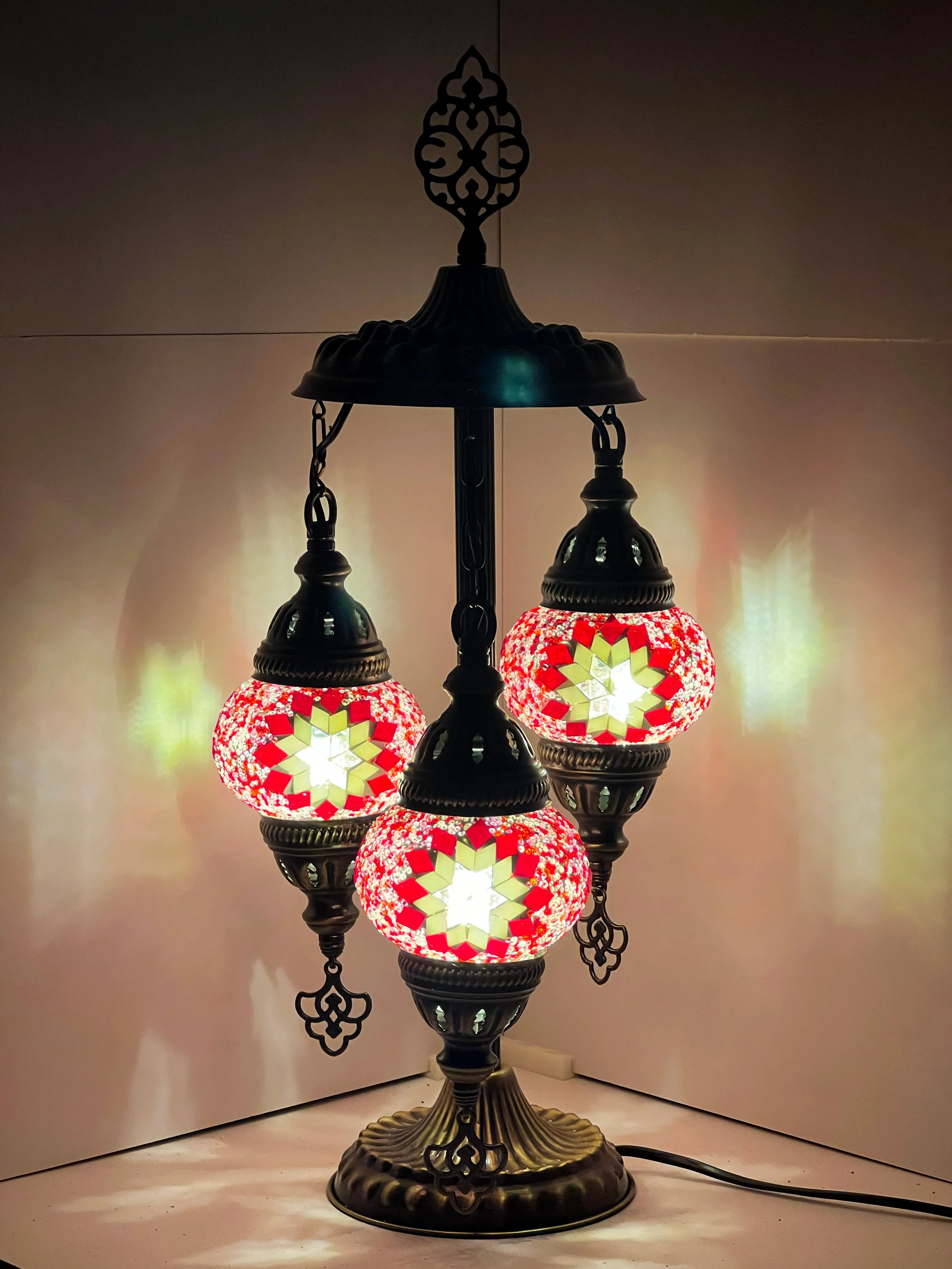Thalia Boho Handcrafted 3 Tiered Mosaic Table Lamp