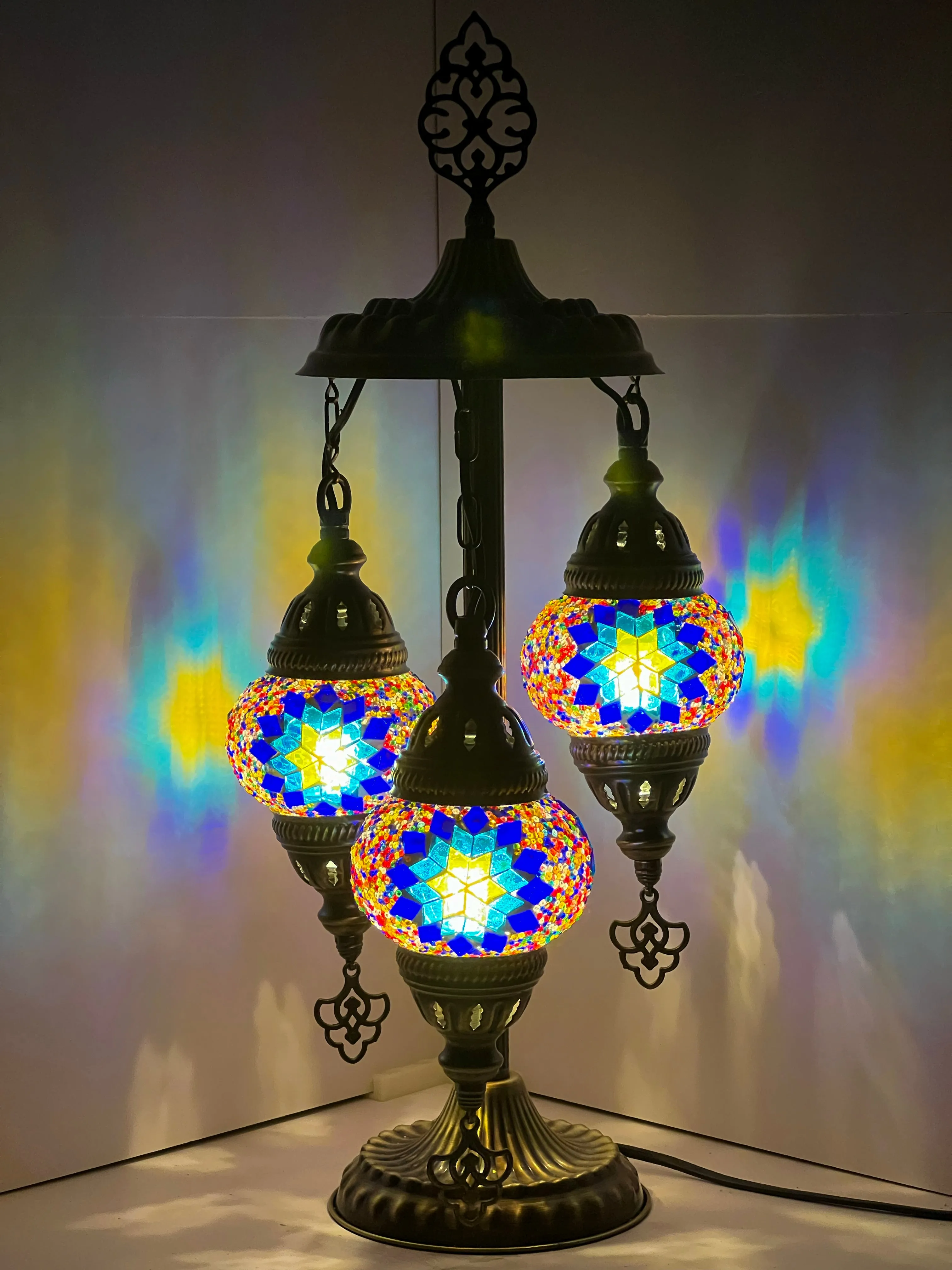 Thenereids Boho Handcrafted 3 Tiered Mosaic Table Lamp