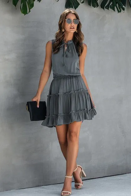 Tiered Charm Tie-Front Dress