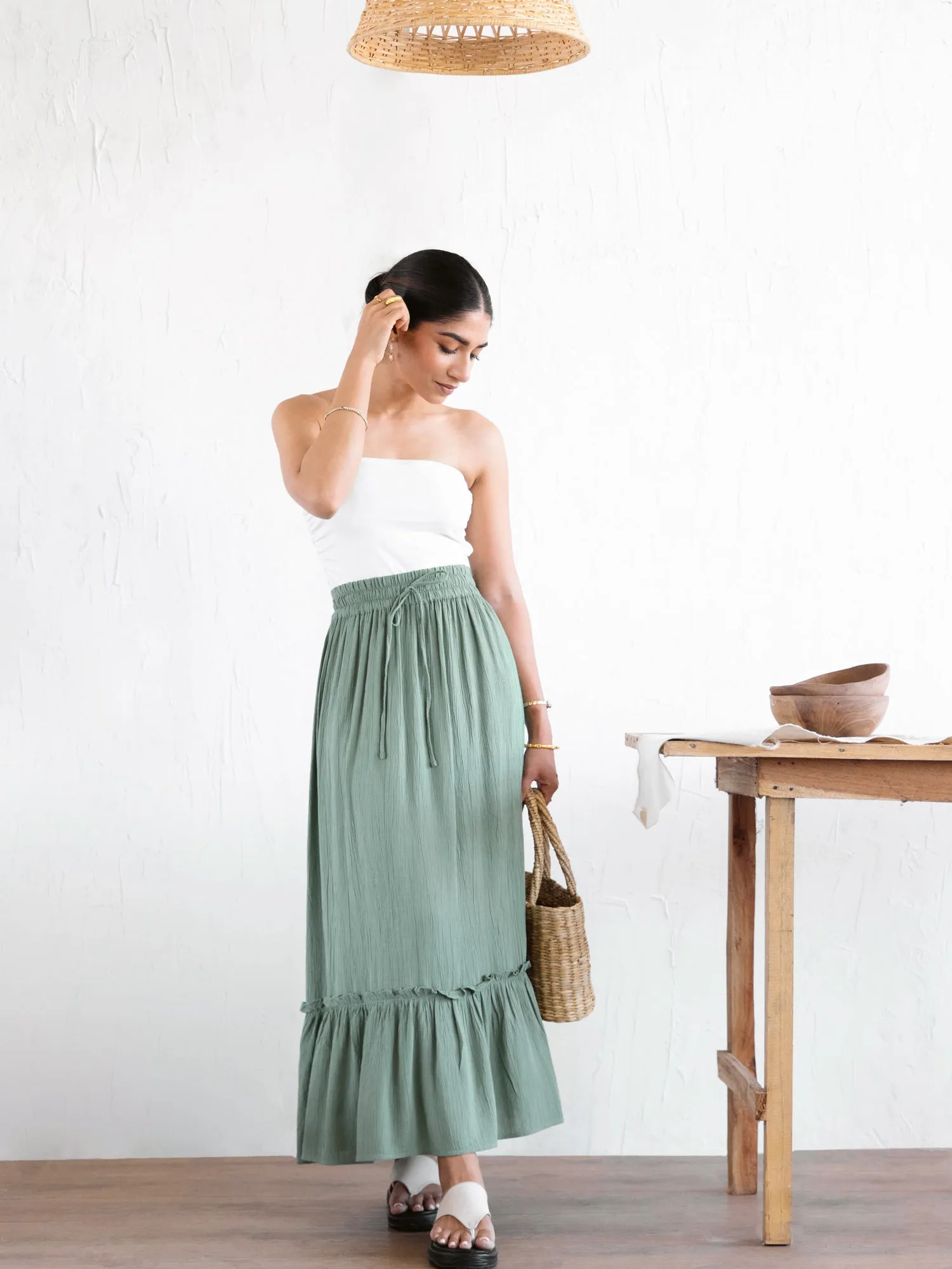 Tiered Midi Skirt