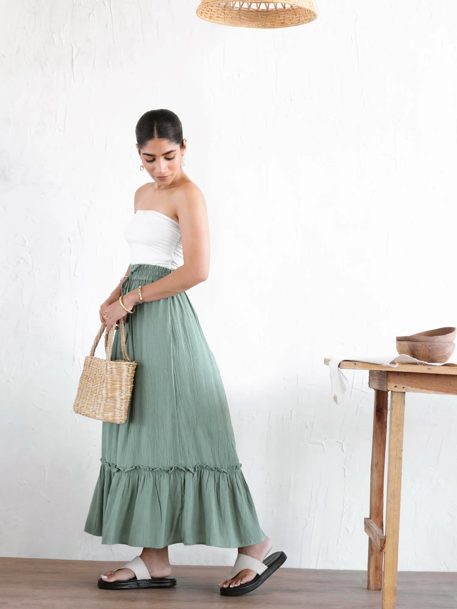 Tiered Midi Skirt