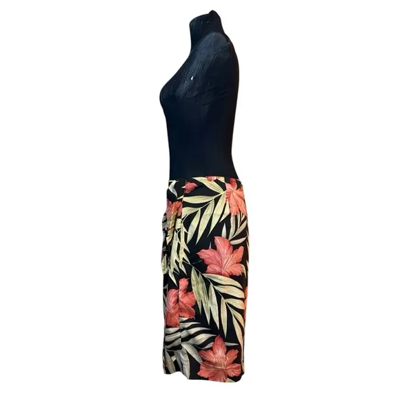 Tommy Bahama Black Floral Silk Wrap Skirt