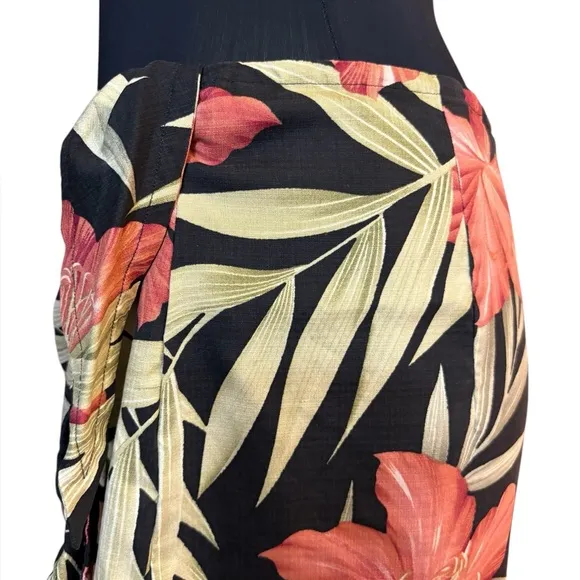 Tommy Bahama Black Floral Silk Wrap Skirt