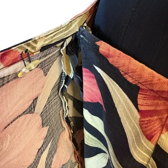 Tommy Bahama Black Floral Silk Wrap Skirt