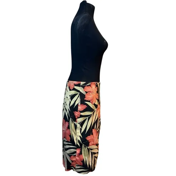 Tommy Bahama Black Floral Silk Wrap Skirt