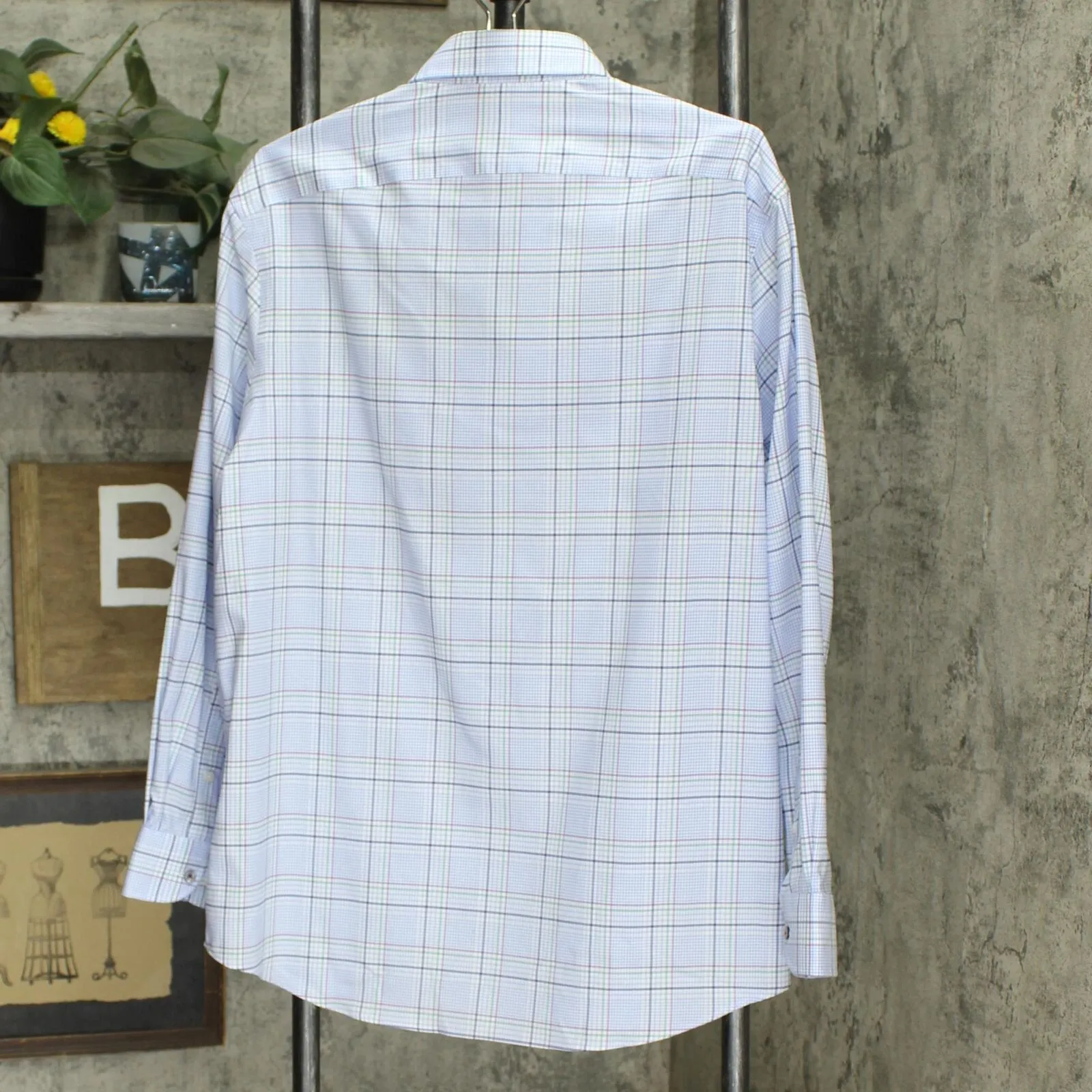 Tommy Hilfiger Men's Performance Stretch Plaid Dress Shirt Ivy Multi XL 17 32-33