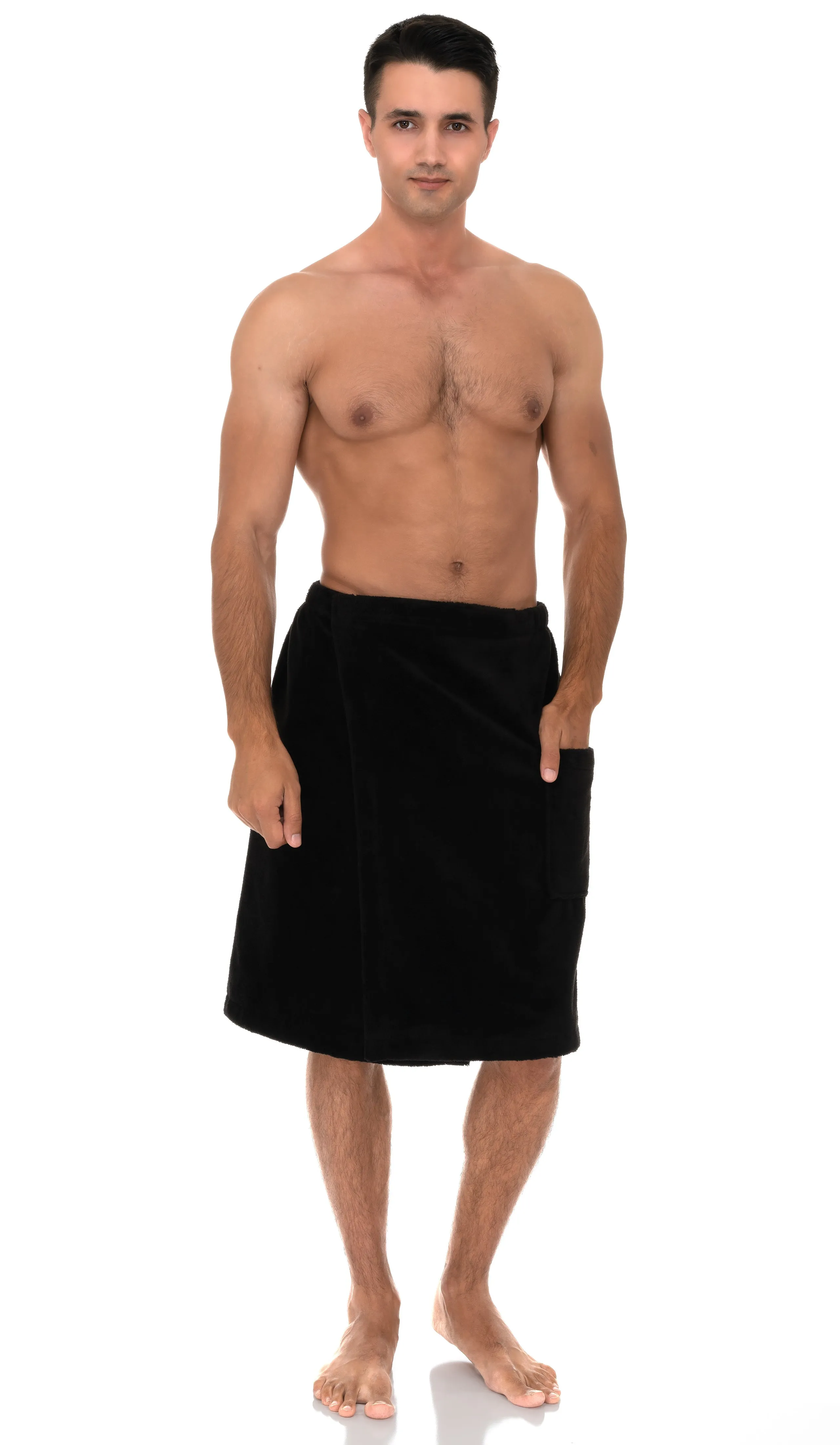 TowelSelections Men's Wrap Adjustable Cotton Fleece Shower Bath Gym Cover Up