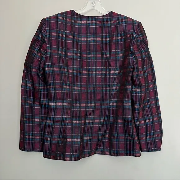 Two Piece Skirt Jacket Set Vintage Talbots Depeche Metallic Plaid Jacket &amp; skirt