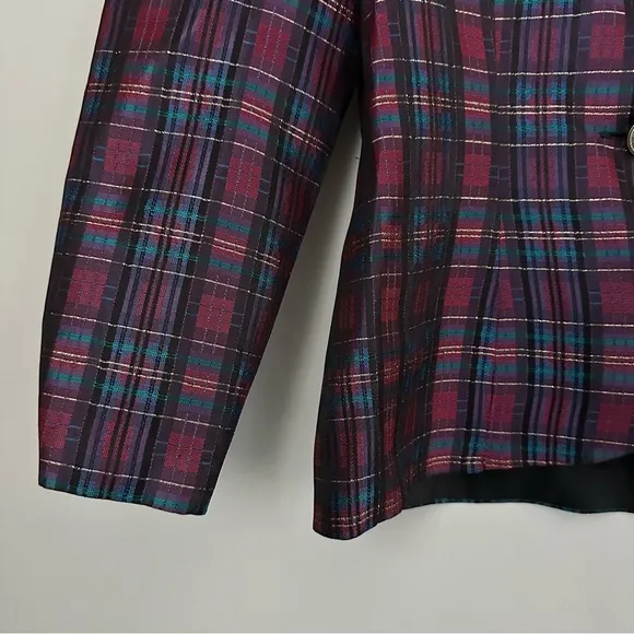 Two Piece Skirt Jacket Set Vintage Talbots Depeche Metallic Plaid Jacket &amp; skirt