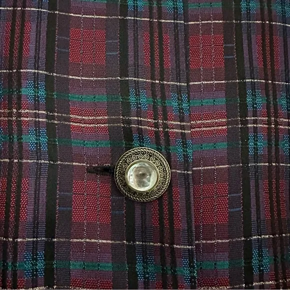 Two Piece Skirt Jacket Set Vintage Talbots Depeche Metallic Plaid Jacket &amp; skirt