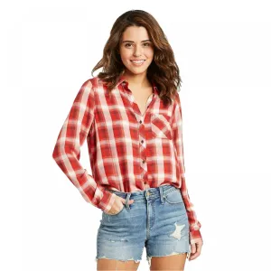 Universal Thread Women's Plaid Long Sleeve Button-Down Shirt
