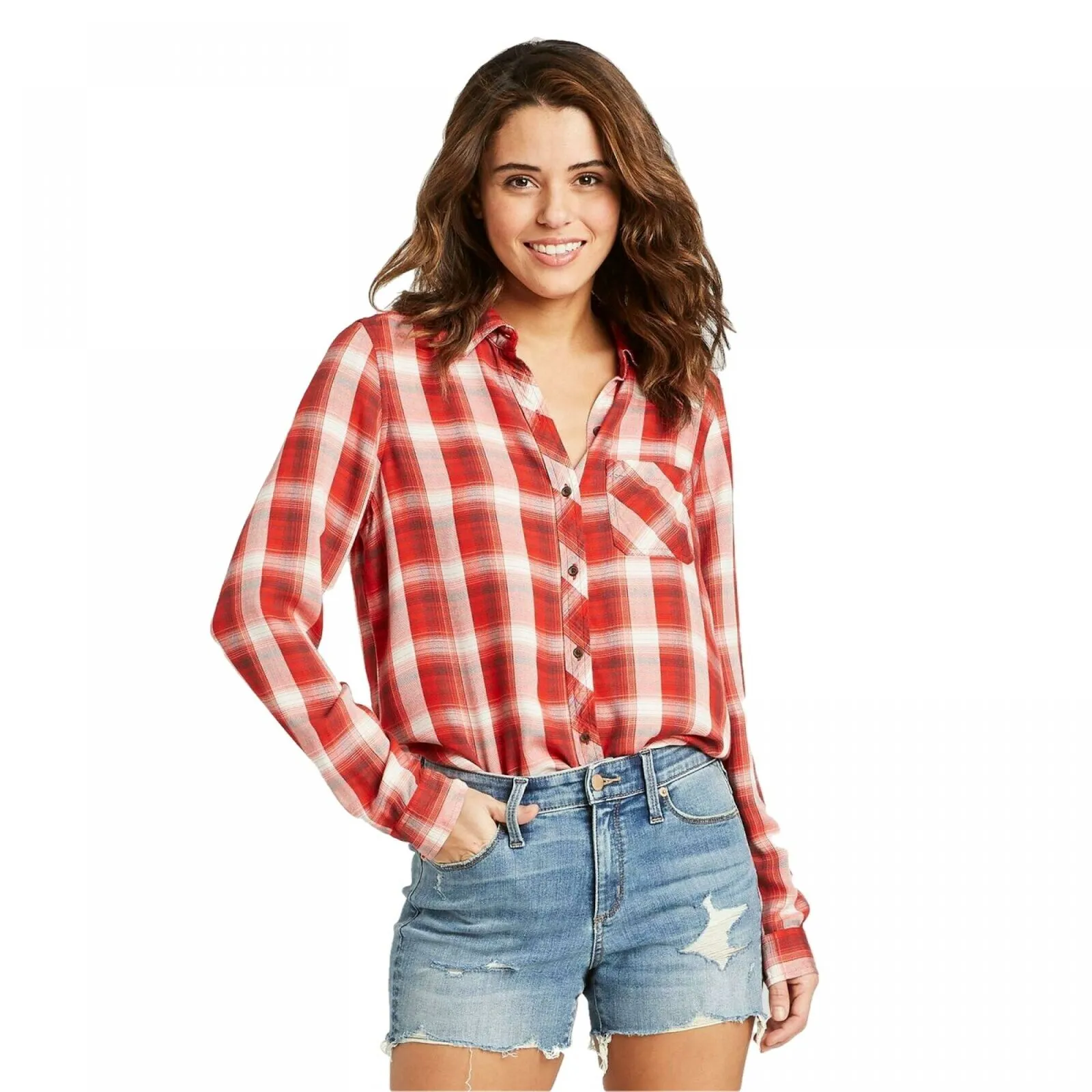 Universal Thread Women's Plaid Long Sleeve Button-Down Shirt