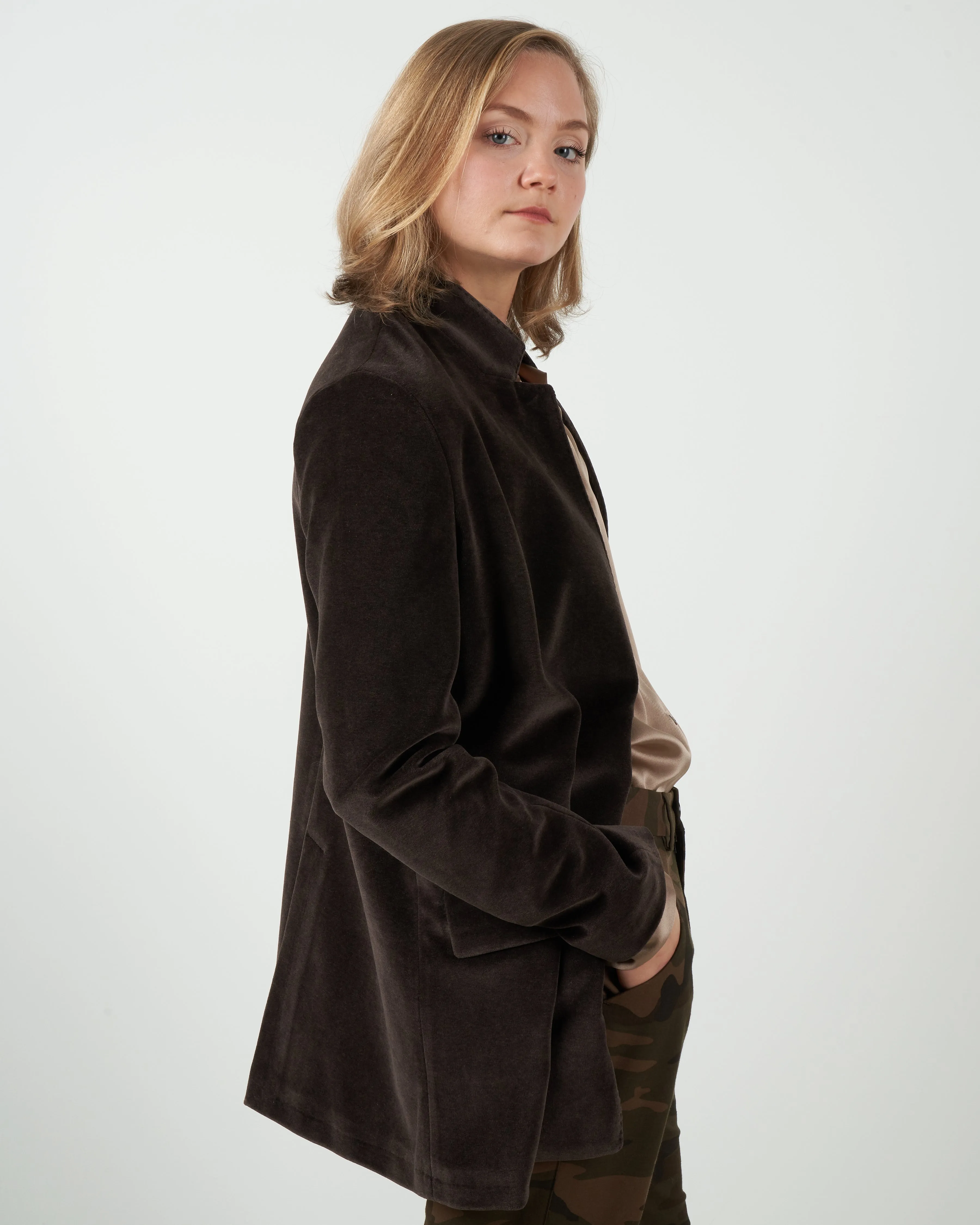 velvet boyfriend jacket - brown